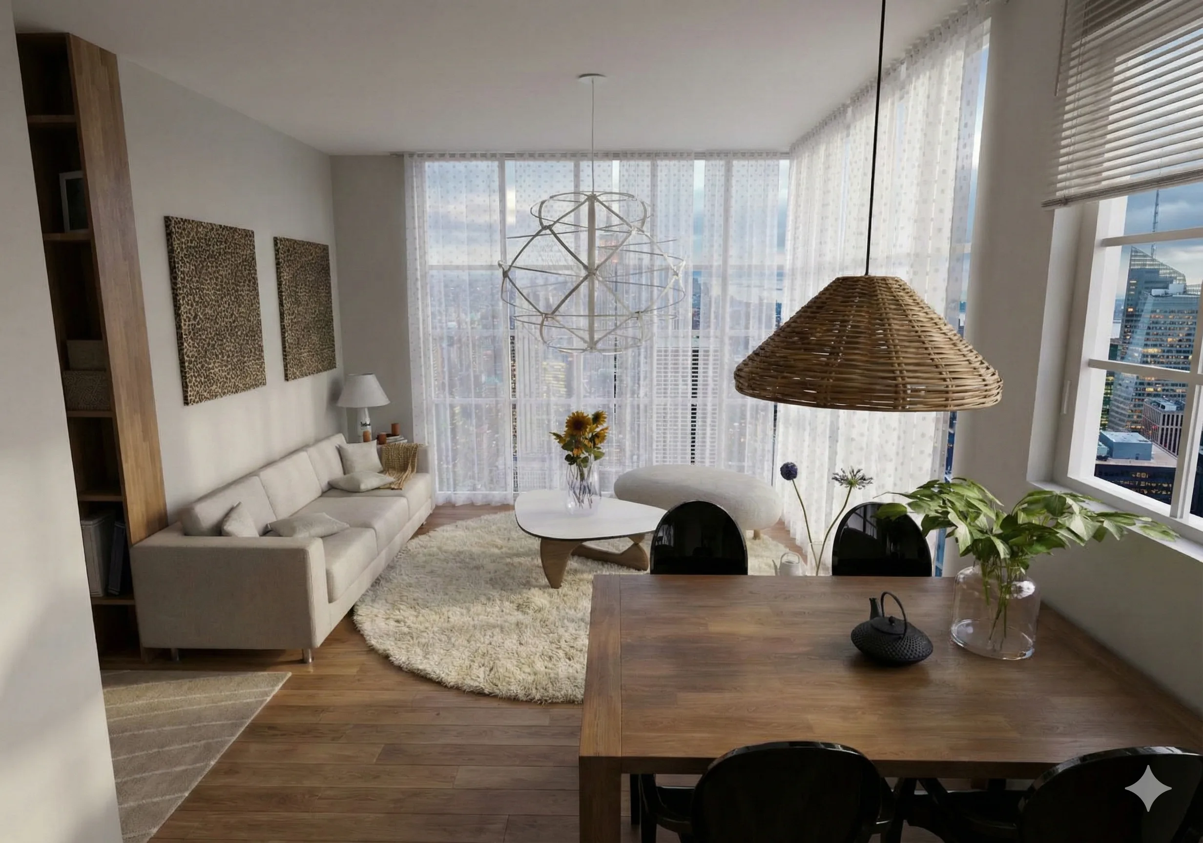 New York Apartment — Dining & Living Area